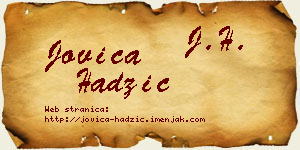 Jovica Hadžić vizit kartica